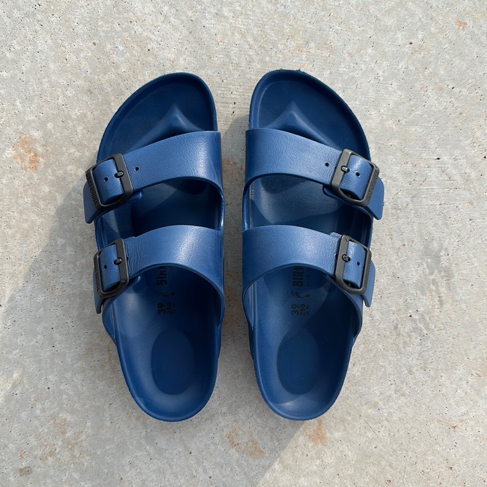 BIRKENSTOCK ARIZONA ESSENTIALS Navy Slides, size 39